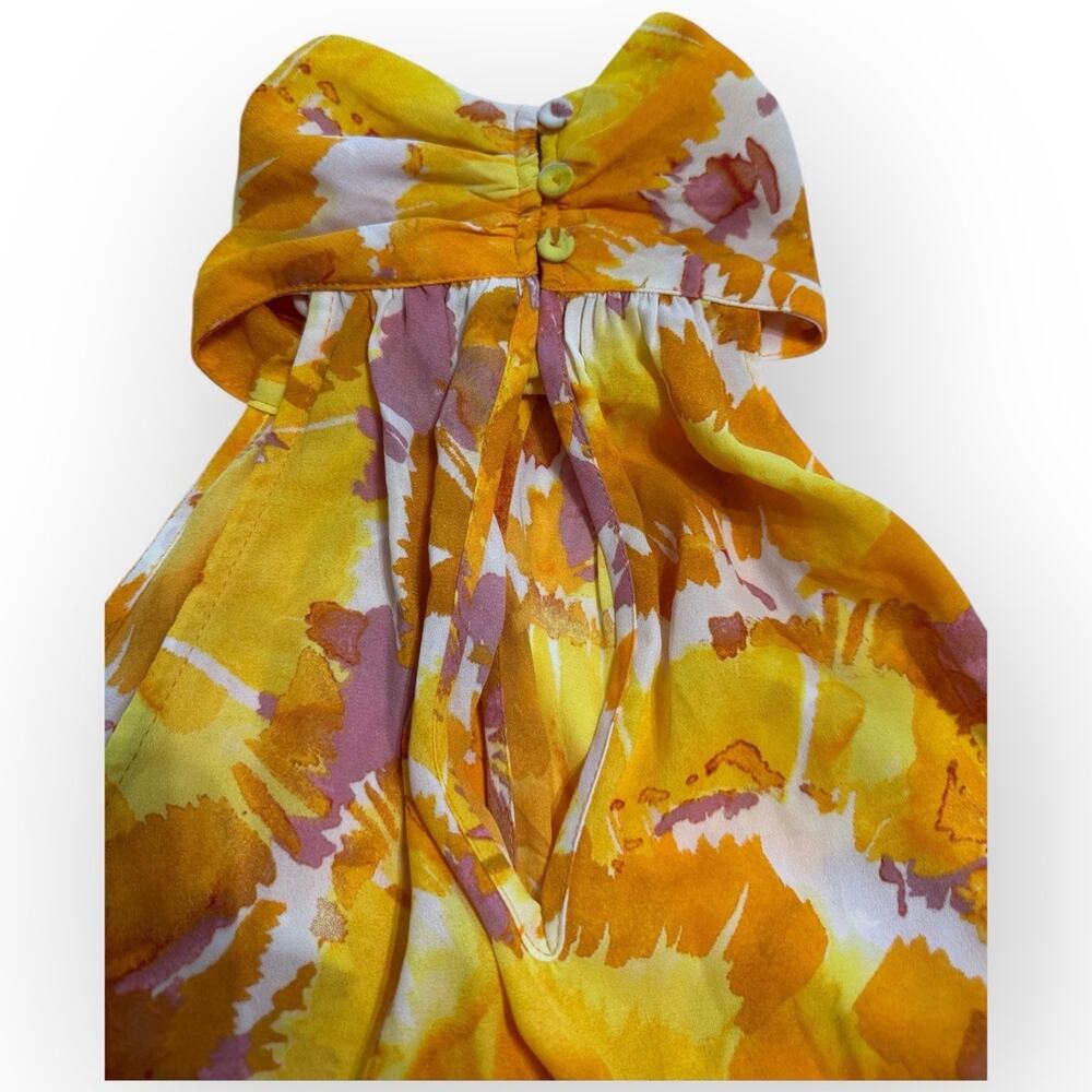 NWT DR2 Women’s Tie-Dye Halter Neck Blouse Yellow Pink White Size S - Picture 10 of 11